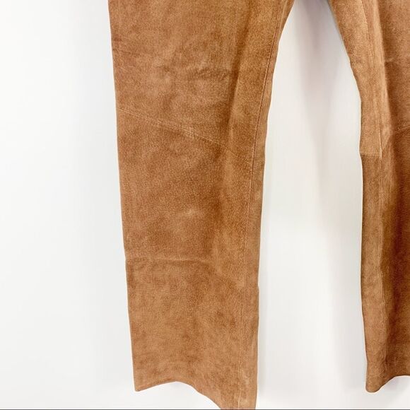 Vintage Siena Studio Brown Washable Suede Leather Pants w/Zip/Tasseled Pockets 8 - Picture 4 of 15